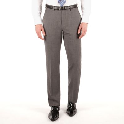 Jeff Banks Grey pick and pick plain front regular fit travel suit trouser